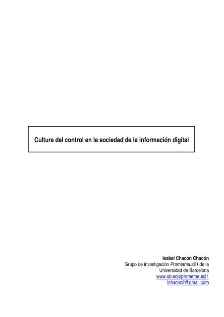 Cultura del control en la sociedad de la informaciÃ³n digital - c3si.org