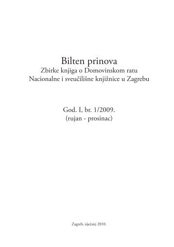 Bilten prinova - NSK - Nacionalna i sveuÄiliÅ¡na knjiÅ¾nica u Zagrebu