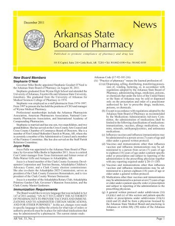 December - Arkansas State Board of Pharmacy - State of Arkansas