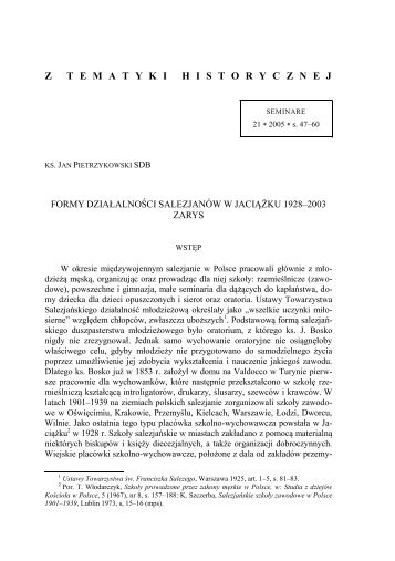 Ks. Jan Pietrzykowski SDB: Formy dziaÅalnoÅci ... - Seminare