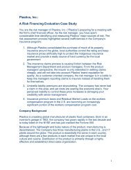 Plastics, Inc.: A Risk Financing Evaluation Case Study - ICCIE