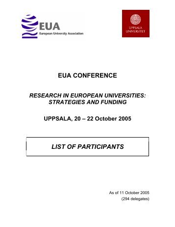 eua conference list of participants - European University Association