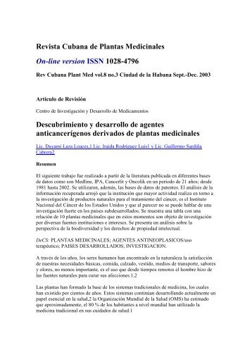 Revista Cubana de Plantas Medicinales