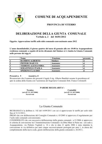 n. 2_4.1.2012_Approvazione tariffe asilo nido comunale ...
