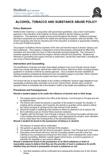 Alcohol, Tobacco and Substance Abuse Policy - Shelford Girls ...