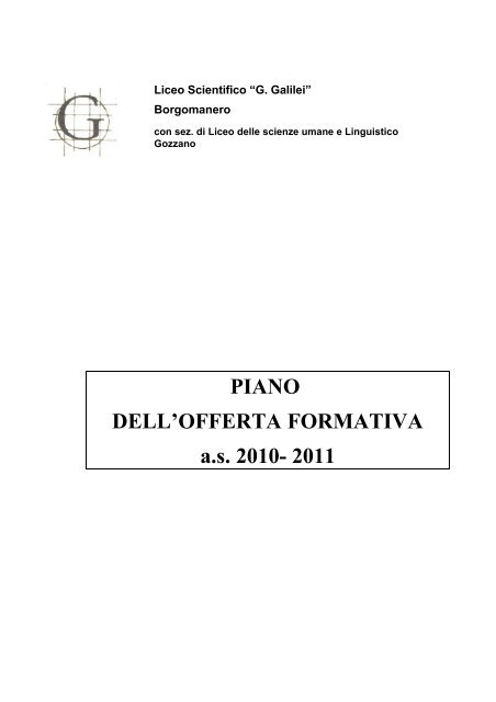 PIANO DELL'OFFERTA FORMATIVA a.s. 2010- 2011 - Liceo ...