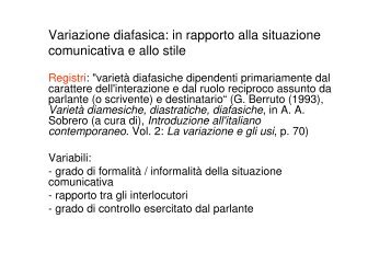 Variazione diafasica: in rapporto alla situazione ... - grandionline.net