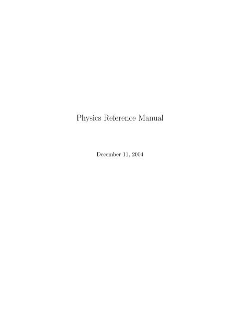 Physics Reference Manual - Geant4 - Cern