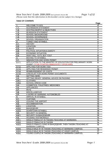 New Teachers' Guide 2008-2009 - Istanbul International Community ...