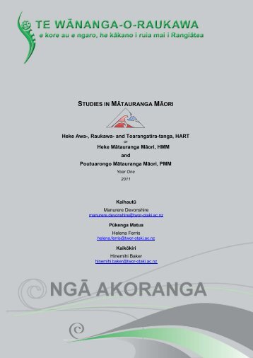 STUDIES IN MÄTAURANGA MÄORI - Te WÄnanga o Raukawa