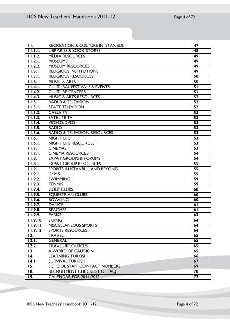 IICS New Teachers' Handbook 2011-12 - Istanbul International ...