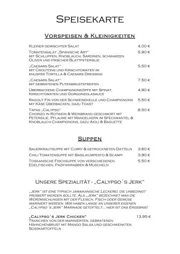 Speisekarte 1.3.11 - Restaurant Calypso