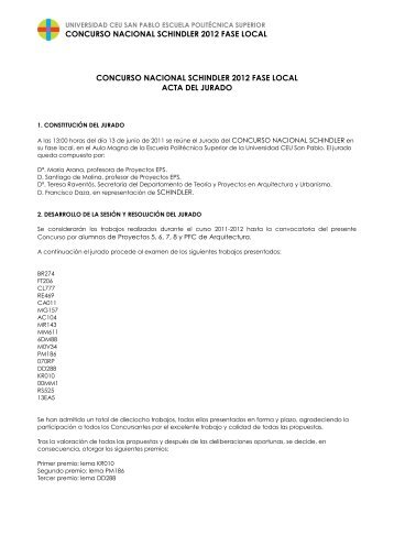 CONCURSO NACIONAL SCHINDLER 2012 FASE ... - Blogs EPS