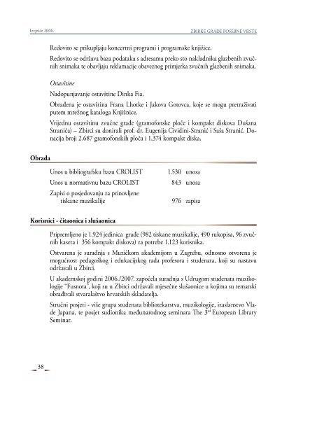 izvjeÅ¡Äe o radu za 2006. godinu - NSK - Nacionalna i sveuÄiliÅ¡na ...