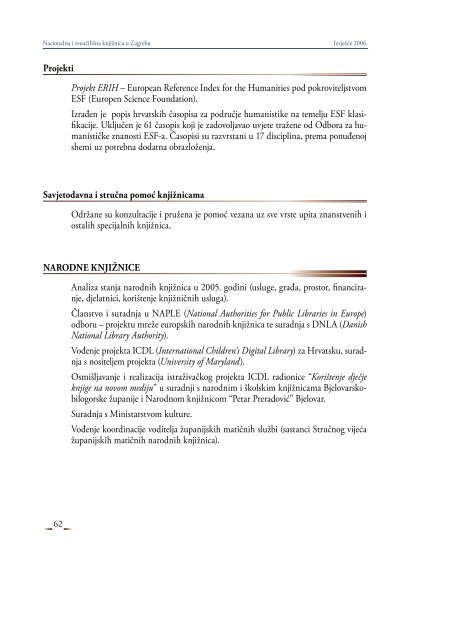 izvjeÅ¡Äe o radu za 2006. godinu - NSK - Nacionalna i sveuÄiliÅ¡na ...