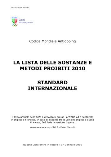 02. 2010 Lista Sostanze e Metodi Proibiti