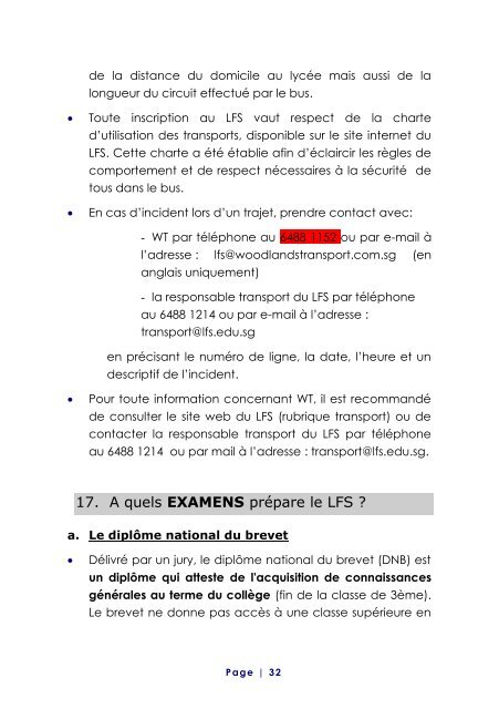 livret d'accueil nouveaux parents au lfs - LycÃ©e franÃ§ais de Singapour