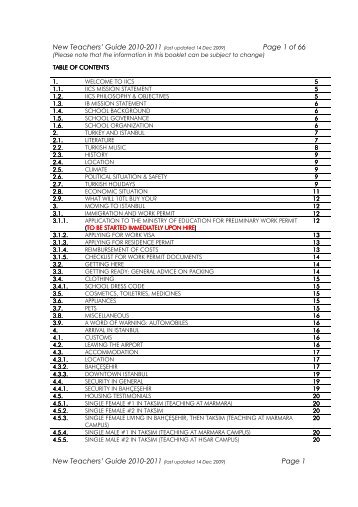 New Teachers' Guide 2010-2011 - Istanbul International Community ...