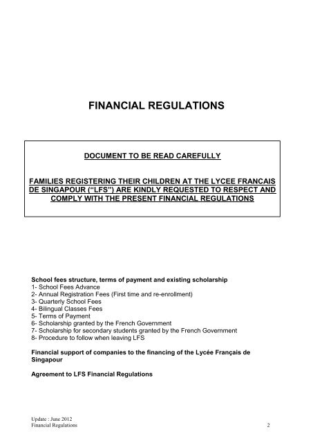 FINANCIAL REGULATION - LycÃ©e franÃ§ais de Singapour