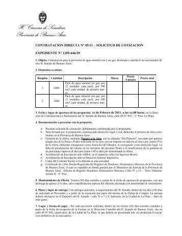 contratacion directa nÂ° 05/11 â solicitud de cotizacion expediente n ...