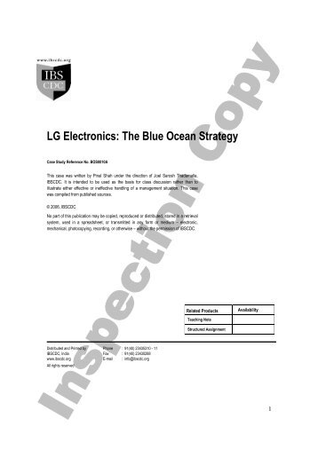 LG Electronics: The Blue Ocean Strategy - Case Studies