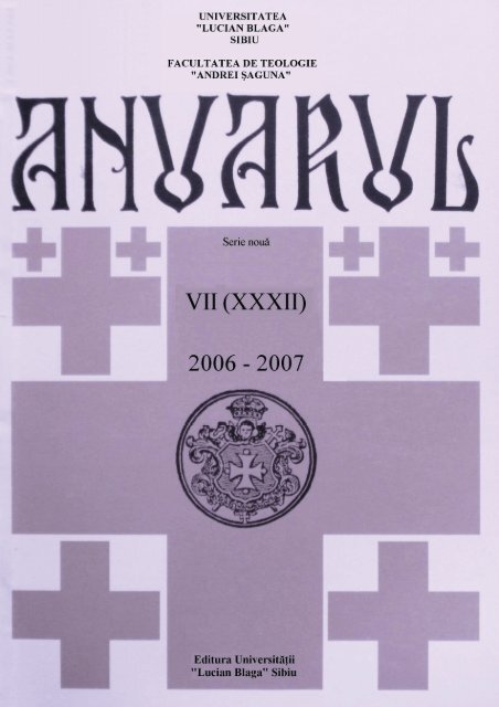 anuarul academic 2006-2007 - Facultatea de Teologie &quot;Andrei ...