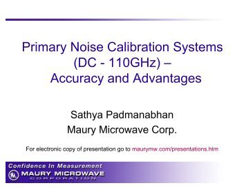 Primary Noise Calibration Systems (DC ... - Maury Microwave