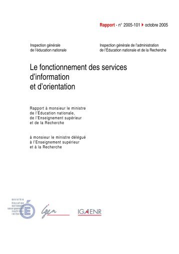 Le fonctionnement des services d'information et d'orientation (IGEN)