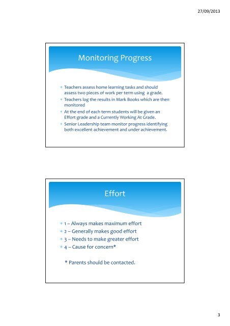 Target Setting and Monitoring Progress in Year 9