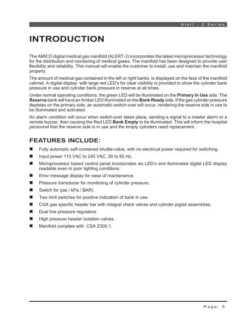 CSA HD Manifold Manual 5.0(2) - KSM-MEDICAL.com