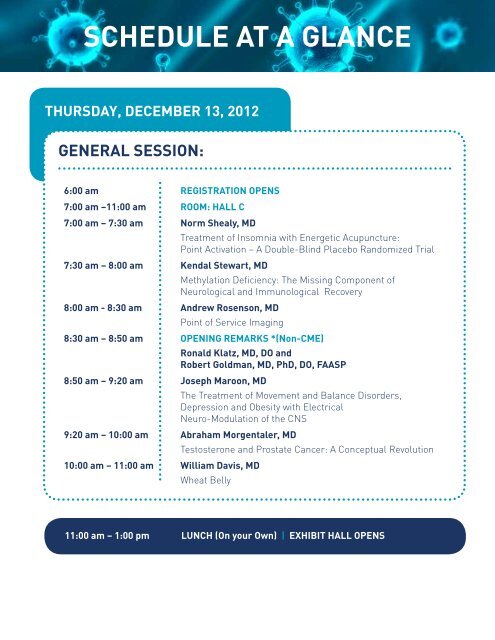 SChEDULE At A GLANCE - American Academy of Anti-Aging ...