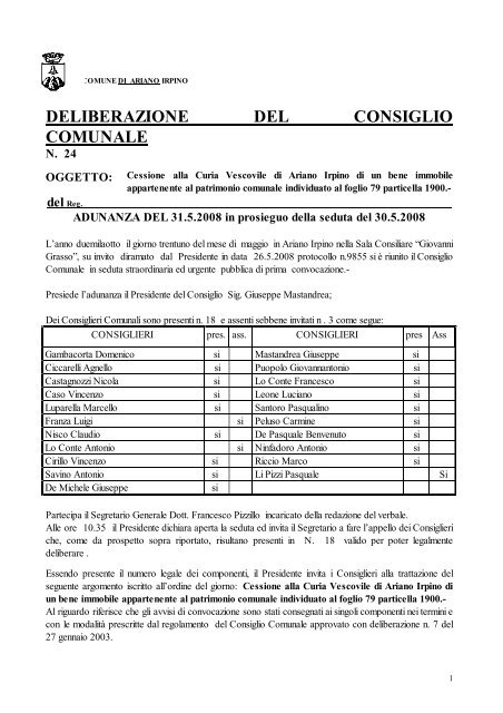 DELIBERAZIONE DEL CONSIGLIO COMUNALE - Comune di ...