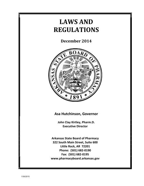 LAWS AND REGULATIONS - Arkansas State Board of Pharmacy