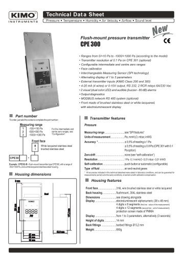 KIMO CPE300 Data Sheet - Envirolab
