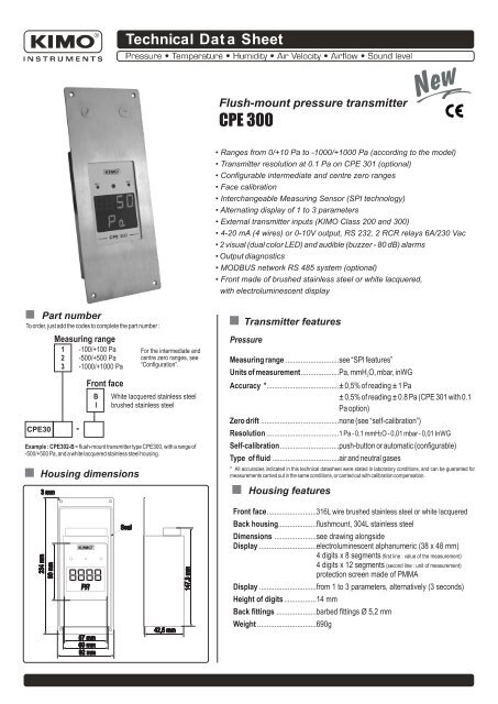 KIMO CPE300 Data Sheet - Envirolab