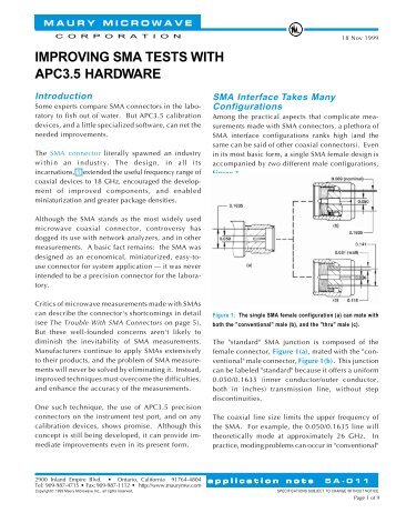 Improving SMA Tests With APC3.5 Hardware - Maury Microwave