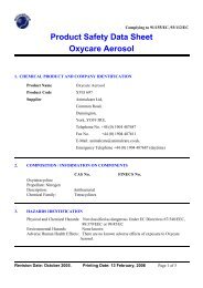 Product Safety Data Sheet Oxycare Aerosol - Animalcare