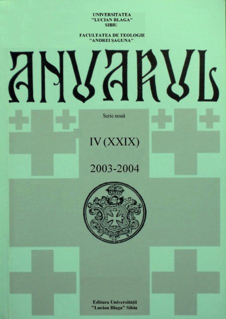 ANUARUL ACADEMIC 2003-2004 - Facultatea de Teologie "Andrei ...