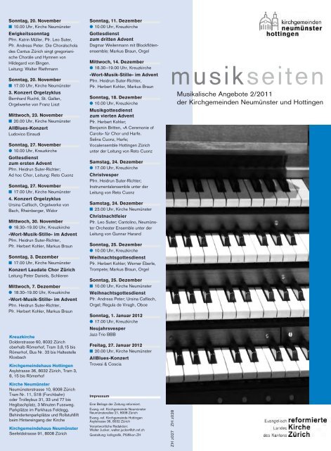 musikseiten - Kirchgemeinde Zürich-Neumünster