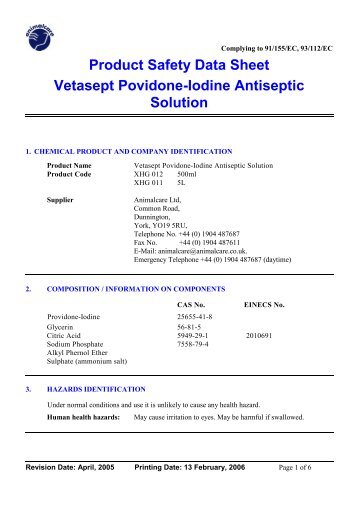 Vetasept povidone-iodine Antiseptic Solution - Animalcare