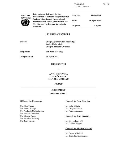 Gotovina et al Judgement Volume II - ICTY Court Records