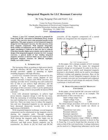 Integrated Magnetic for LLC Resonant Converter - CPES