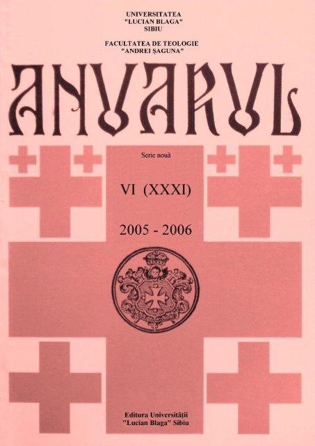 ANUARUL ACADEMIC 2005-2006 - Facultatea de Teologie &quot;Andrei ...