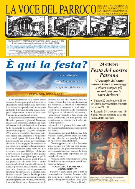 LA VOCE DEL PARROCO n.5-759.indd - Centro Giovanile Don Bosco