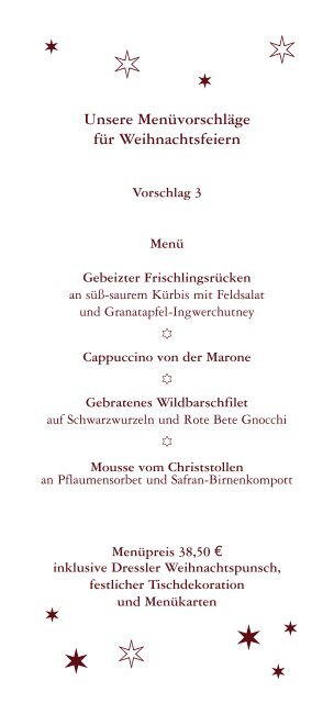 Weihnachten & Silvester 2010 - Restaurant Dressler