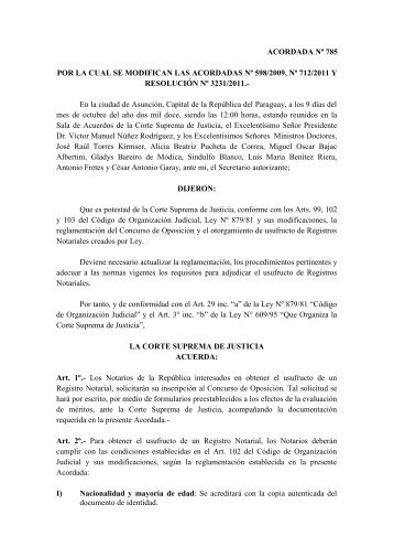 Acordada Nro 785 - Poder Judicial