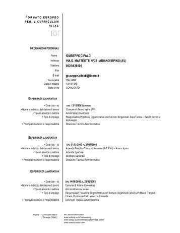GIUSEPPE CIFALDI VIA G. MATTEOTTI NÂ°32 - ARIANO IRPINO (AV ...