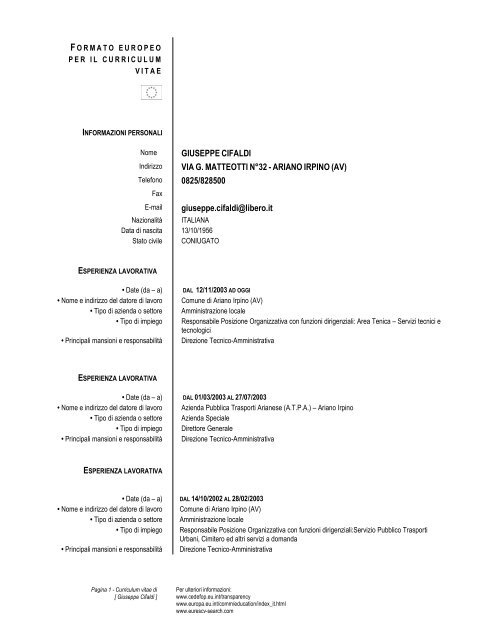 GIUSEPPE CIFALDI VIA G. MATTEOTTI NÂ°32 - ARIANO IRPINO (AV ...