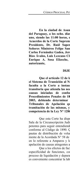 Código Procesal Penal de la República del ... - Poder Judicial