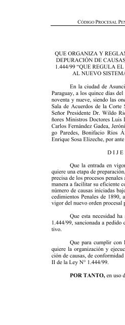 Código Procesal Penal de la República del ... - Poder Judicial